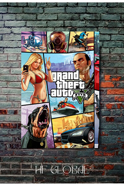 Sticksy Grand Theft Auto Gta V | Gta 5 Oyun Kolaj Posteri Kalın Parlak Kuşe K...