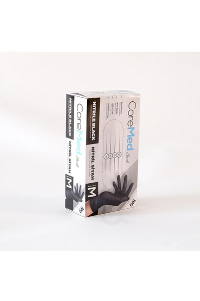 ADYMEDİKALVET Coremed Nitrile Black Exam Gloves 100 Pieces m Pack 1 Bimel