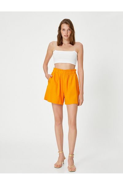 Koton Elastic Waist Shorts Viscose Linen Blend