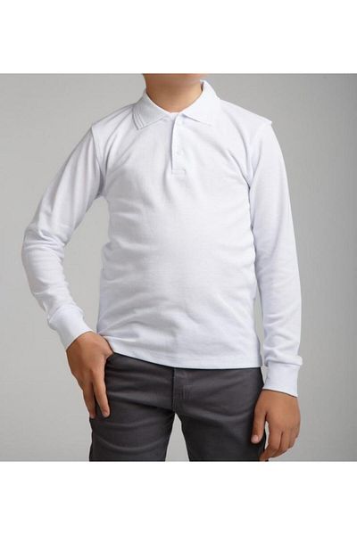 BİLGEM Guler Polo Alb Mânecă Lungă Lacoste - 7-14 Ani Unisex