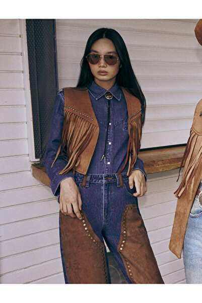 Koton X Zeynep Bastard - színátmenetes hosszú ujjú farmer ing varrással