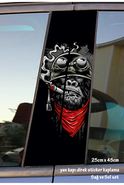 Automod asker goril 2 adet sticker kapı direk kaplama takım set renkli folyo