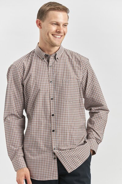 İmza Μακρυμάνικο πουκάμισο με καρό σχέδιο με έξυπνα κουμπιά - Classic Comfort Fit 1004240252