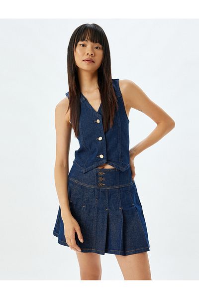 Koton Dark Indigo Women's Vest 5Wal20010Md