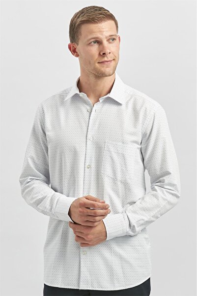 İmza Сорочка з довгими рукавами та темно-синім візерунком - модель 041, жорсткий комір, рукави з манжетами, класичний комфортний крій 1004240266