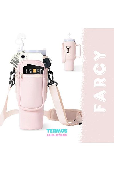 Stanley Quencher 1.18 lt Neoprene Thermos - with Straw, Strap and Protection Case Bag and Shoulder Strap Accessory