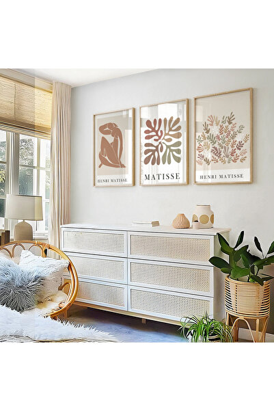 woodhomeworks Ahşap Çerçeveli 3 Lü Soyut Tablo Home Ev Salon Oturma Odası Yat...