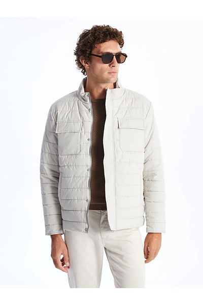 LC Waikiki LCWAIKIKI Classic Bej Standard Fit Guler Stand Palton puf pentru bărbați