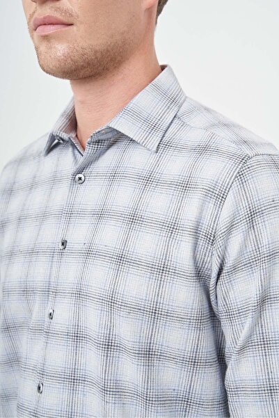 İmza Cămașă clasică, confortabilă, din bumbac, cu mâneci lungi, în carouri, albastru închis 1004245165