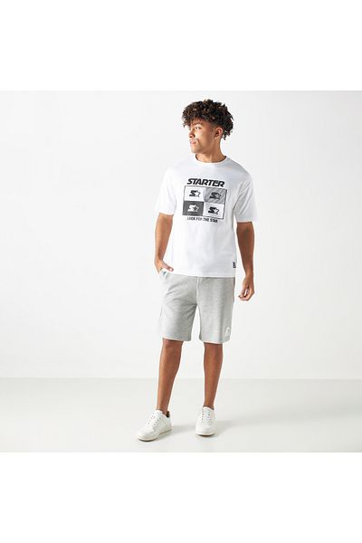Starter Print Crew Neck T-shirt with Short Sleeves