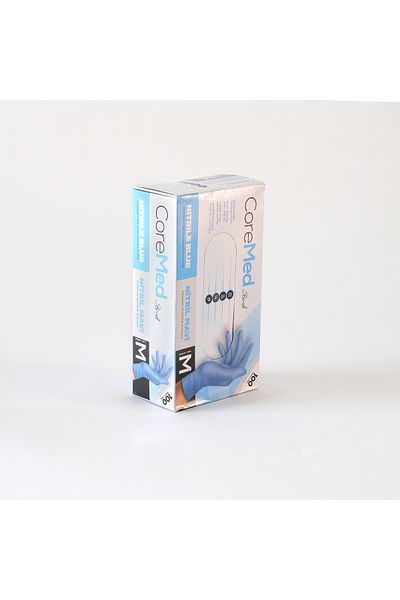 COREMED 100 Pieces Nitrile Blue Exam Gloves - m Pack 1 Bimel
