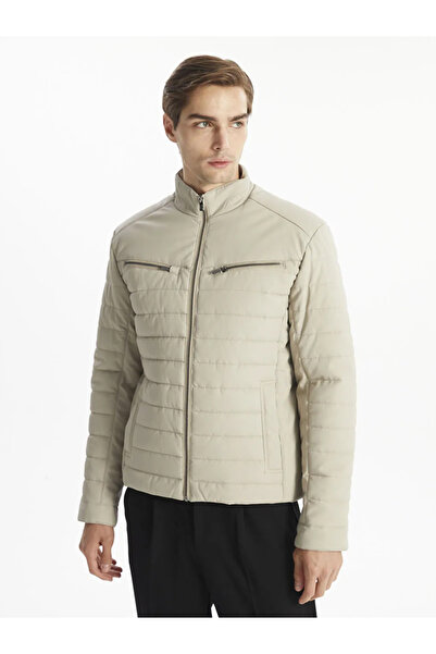 LC Waikiki Lcw Vision Stone Color Slim Fit Stand Collar Men's Leather Look Coat