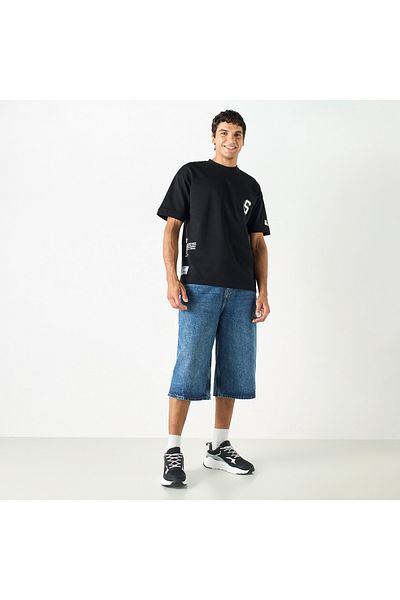 Starter Typographic Print T-shirt with Crew Neck and Short Sleeves