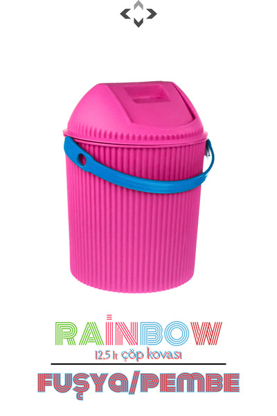 LİGROUND Rainbow 12.5 Lt Colorful Handle Lid Trash Can Kitchen Bathroom Children's Room Trash Can Cleaning Bucket
