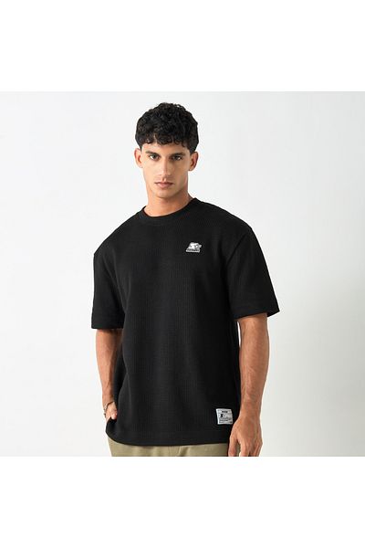 Starter Logo Applique Crew Neck T-shirt with Short Sleeves