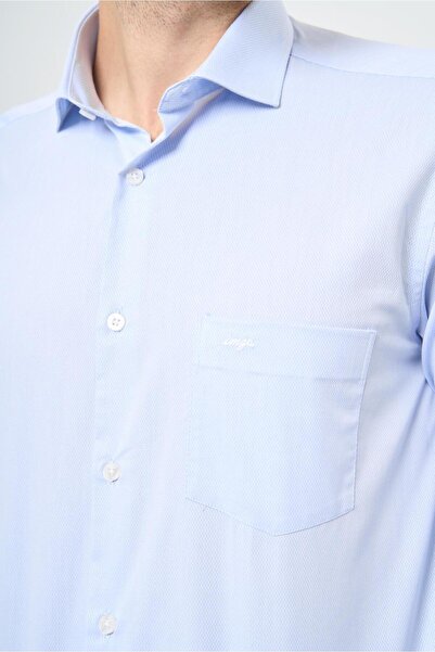 İmza Темно-синя сорочка з довгими рукавами, італійським коміром, кишенями, бавовняна, класична, комфортна посадка 1004245171