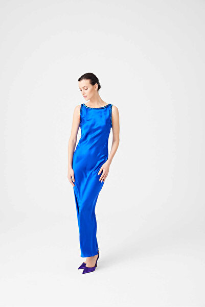 İPEK KIRAMER MAVİ GÖKYÜZÜ ELBİSE