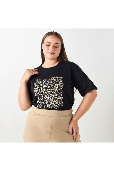 Ulla Popken Plus Size Ulla Popken Animal Print T-shirt