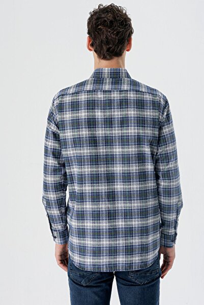 İmza Βαμβακερό πουκάμισο Comfort Fit με μακρυμάνικο καρό ύφασμα με κουμπιά και τσέπες γιακά 1004235173