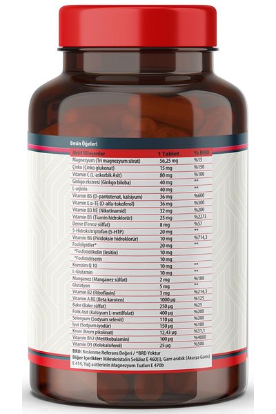 Nevfix Ginkgo Biloba Extract and 5 Htp - Vitamin D Multivitamin Mineral 90 Tablets to Help Focus