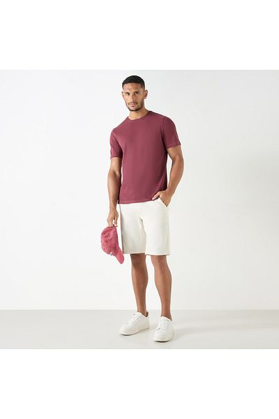 Iconic Textured Crew Neck T-Shirt with Short Sleeves