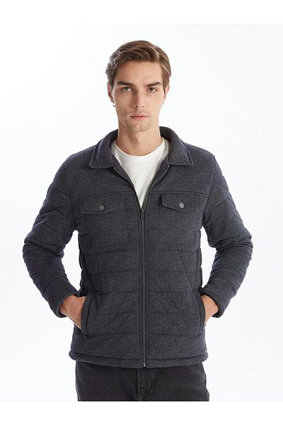 LC Waikiki Lcw Vision Navy Blue Slim Fit Shirt Collar Men's Coat