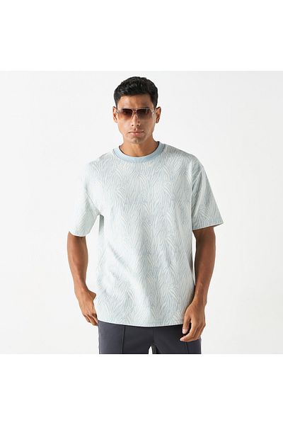Iconic Printed Textured T-shirt with Short Sleeves