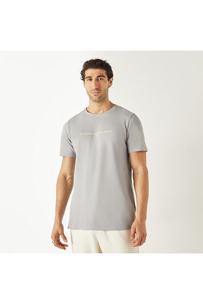 Iconic Typographic Print T-shirt with Short Sleeves