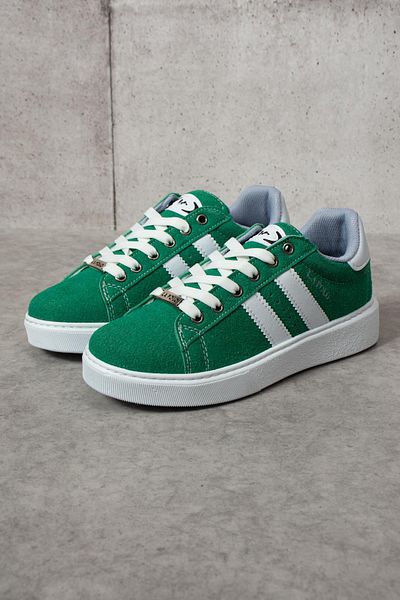 L.A Polo 503 Green Color White Sole Lace up Casual Women's Sneakers