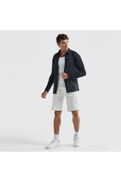 FAV Textured Button Up Shirt with Long Sleeves
