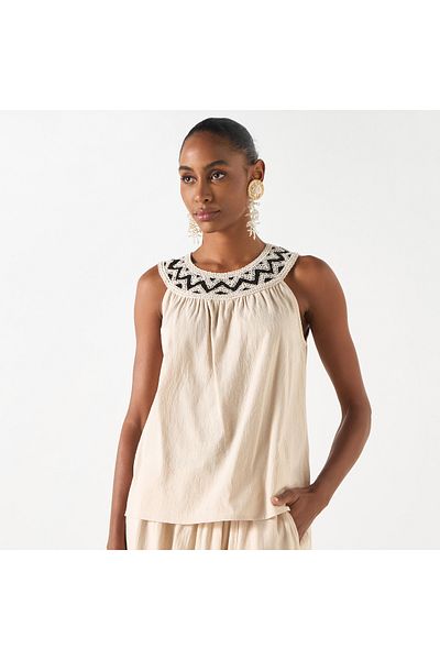 2Xtremz Textured Sleeveless Top with Crochet Detail