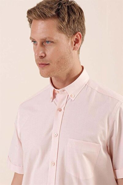 İmza Πουκάμισο με κοντό μανίκι με σχέδιο, βαμβακερό κλασικό άνετο και άνετο πουκάμισο 1004230174