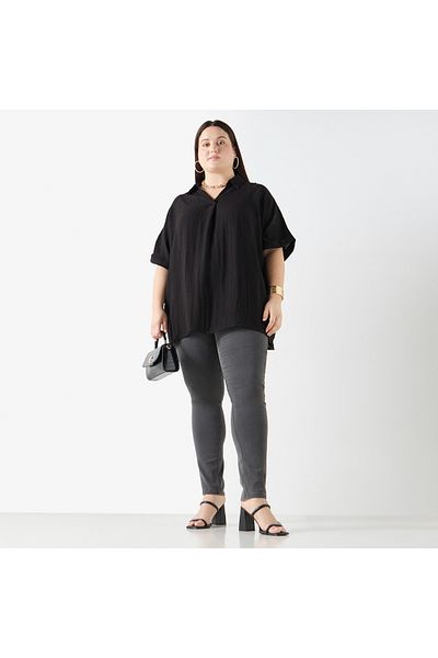 Ulla Popken Plus Size Ulla Popken Textured Top with Short Sleeves