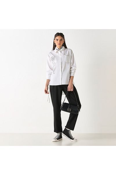SP Characters Sakura Haruno Embellished Shirt with Long Sleeves and Pocket