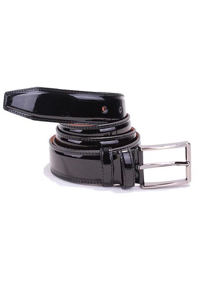 DAGOSTER DMK26-306DG Μαύρη λουστρίνι 3,5 cm Ανδρική ζώνη από γνήσιο δέρμα