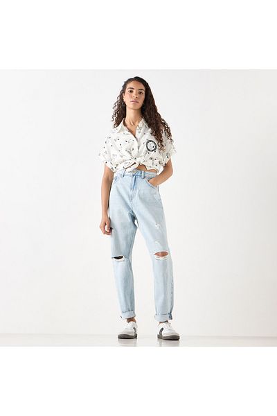 SP Characters Snoopy Print Shirt with Extended Sleeves