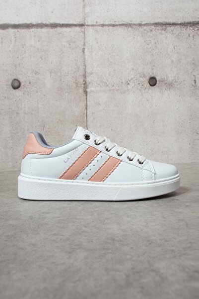 L.A Polo 503 White Powder Color White Sole Lace up Casual Women's Sports Shoes