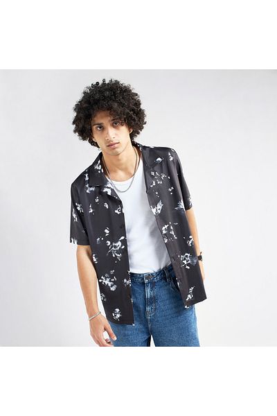 FAV All-Over Print Camp Collar Shirt with Short Sleeves