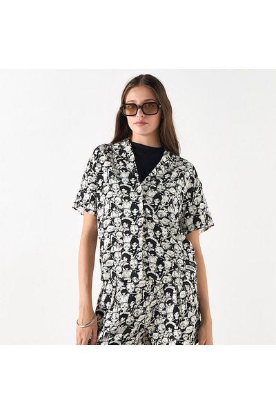 SP Characters The Celestials Print Notch Collar Shirt with Short Sleeves