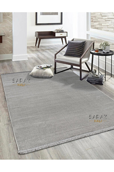 SARAZ HALI Parma Düz Gri Model Dokuma Halı Kilim Yolluk Salon Halısı Modern D...