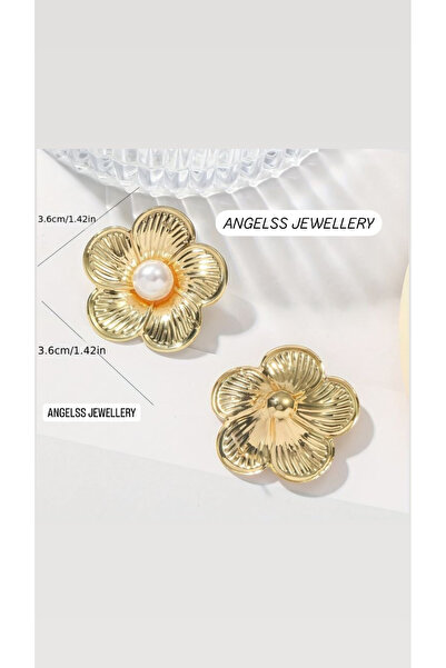 ANGELSS JEWELLERY Gold Plate Earrings with Pearl and Flower Model (Flower Det...