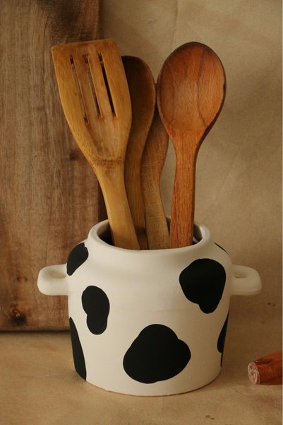 Hoyatap Black Dalmatian Patterned Mini Handled Sweet Decorative Spoon Holder