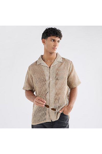 FAV Regular Fit Textured Shirt with Short Sleeves