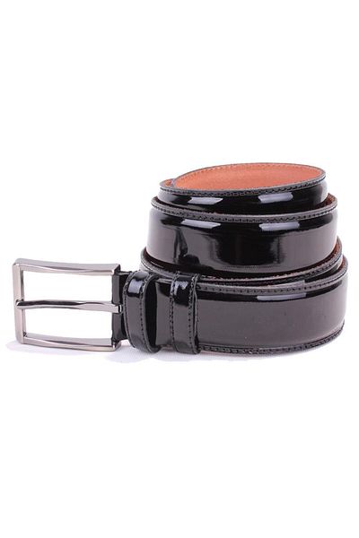 DAGOSTER DMK26-306DG Μαύρη λουστρίνι 3,5 cm Ανδρική ζώνη από γνήσιο δέρμα
