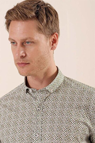 İmza Біла довга рукава з принтом без кишень бавовняна лікра Casual Slim Fit вузький крій сорочка 1004230134