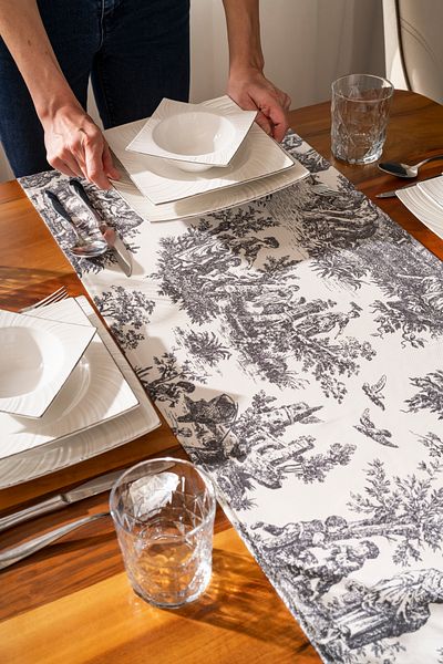 Alseko Concept Black Tasseled, English Peasants Pattern 40X140Cm Runner