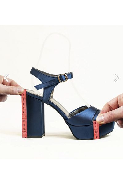 E&L Company 12cm Navy Blue Satin, Six Non-Slip, Lightweight, Running Is Guaranteed.