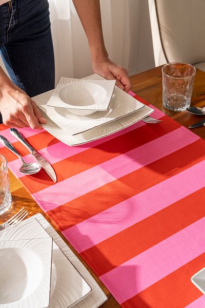 Alseko Concept Red-Pink Stripe Pattern, Tasseled, 40X140Cm Runner