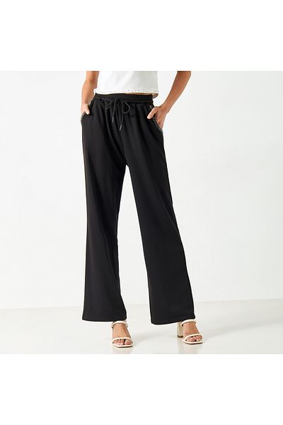 2Xtremz Embellished Wide Leg Pants with Drawstring Closure