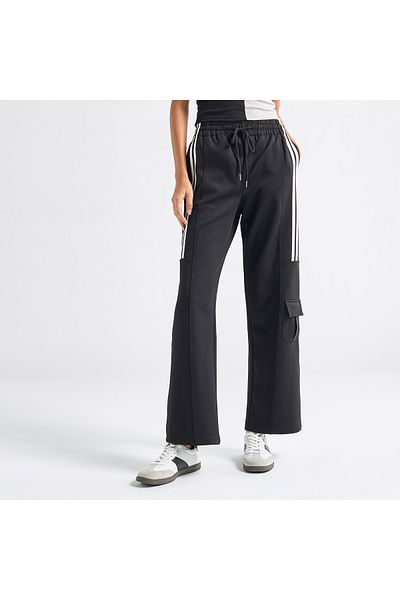FAV Tape Detail Wide Leg Pants with Cargo Pockets and Drawstring Closure